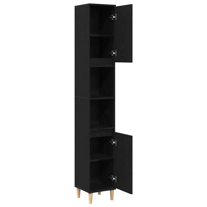 Badeværelsesskab Sort eg 30 x 30 x 190 cm Konstrueret træ