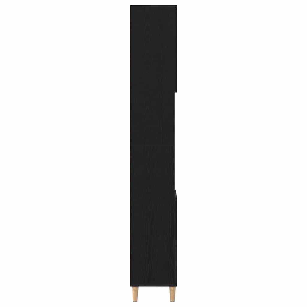Badeværelsesskab Sort eg 30 x 30 x 190 cm Konstrueret træ