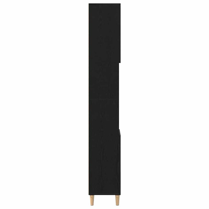 Badeværelsesskab Sort eg 30 x 30 x 190 cm Konstrueret træ