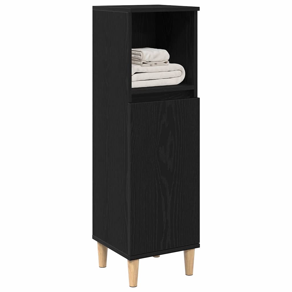 Badeværelsesskab Sort eg 30 x 30 x 100 cm Konstrueret træ