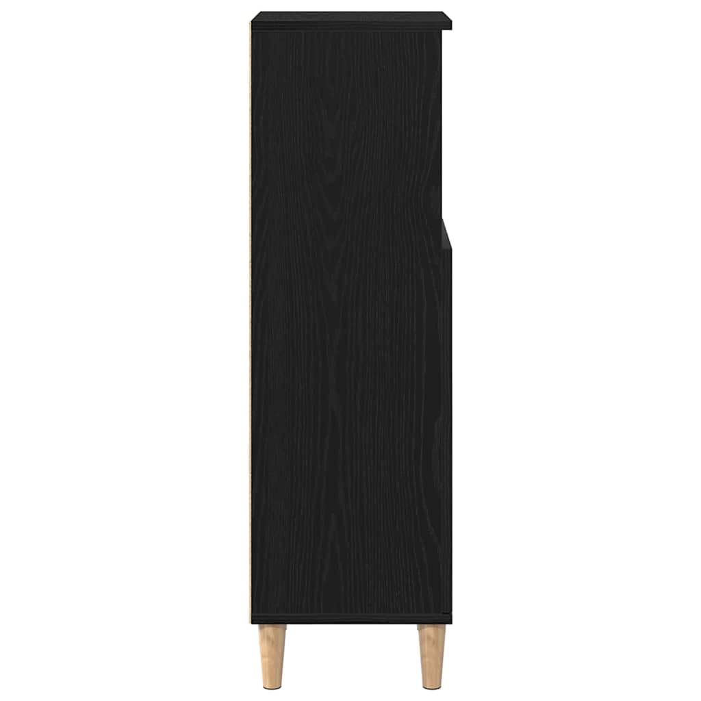 Badeværelsesskab Sort eg 30 x 30 x 100 cm Konstrueret træ