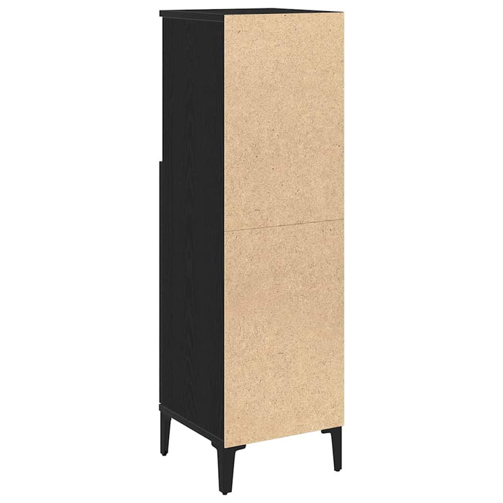 Badeværelsesskab Sort eg 30 x 30 x 100 cm Konstrueret træ