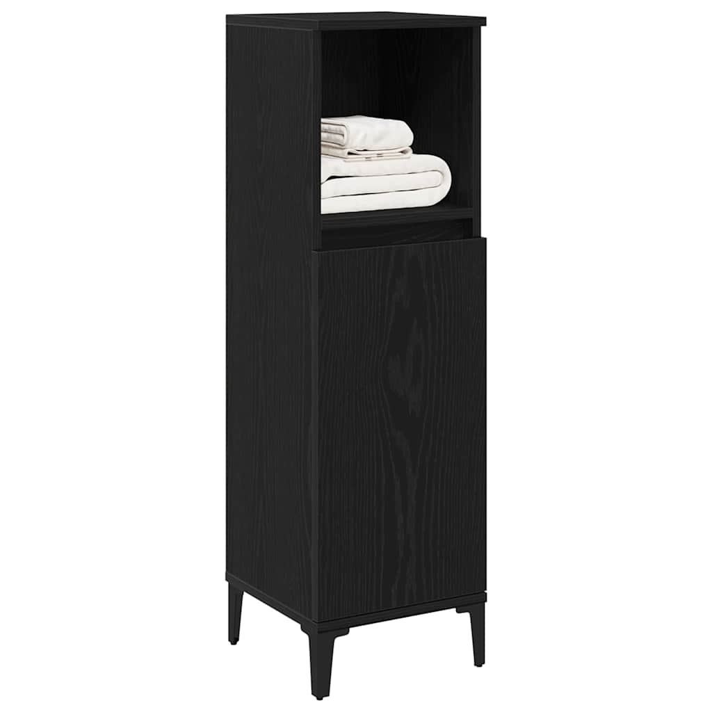 Badeværelsesskab Sort eg 30 x 30 x 100 cm Konstrueret træ