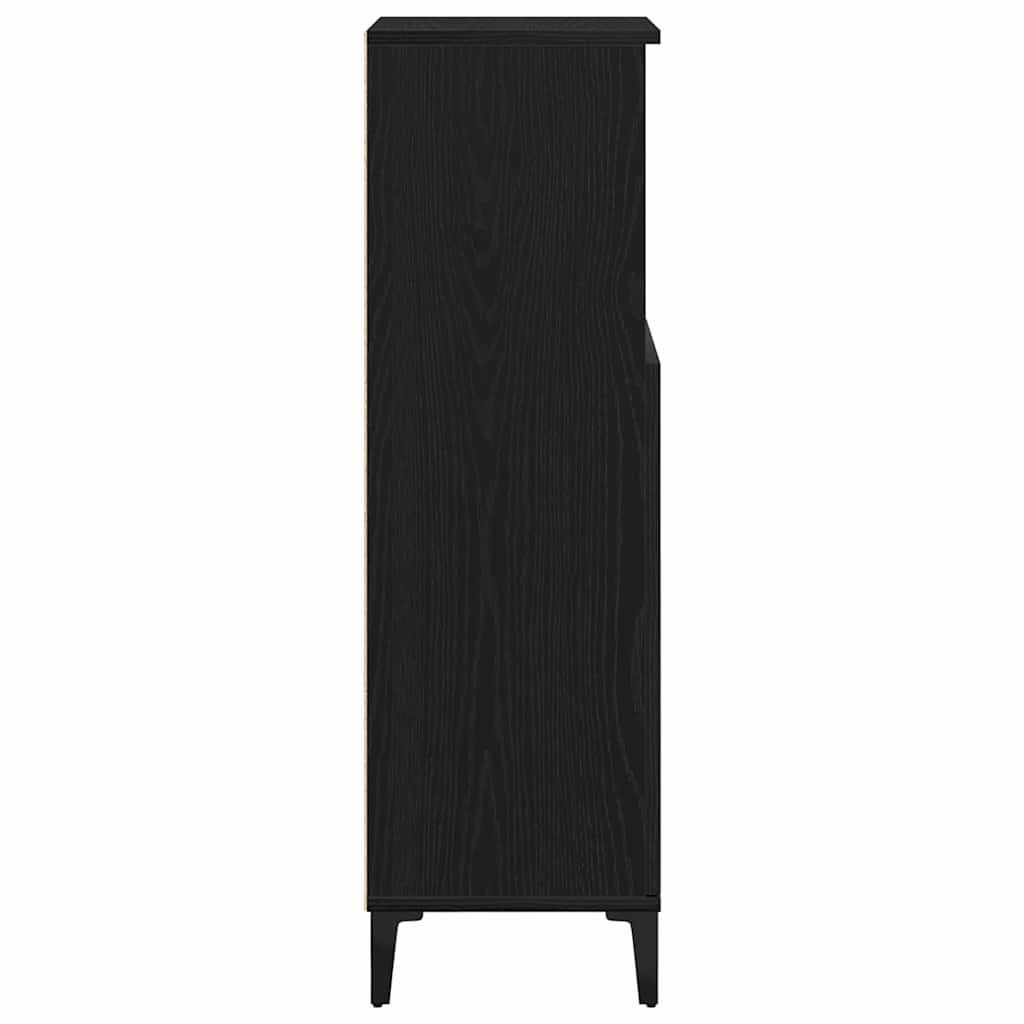 Badeværelsesskab Sort eg 30 x 30 x 100 cm Konstrueret træ