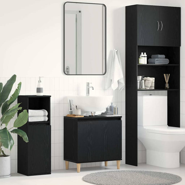 Badeværelsesskabsunder Sort eg 58 x 33 x 60 cm Konstrueret træ
