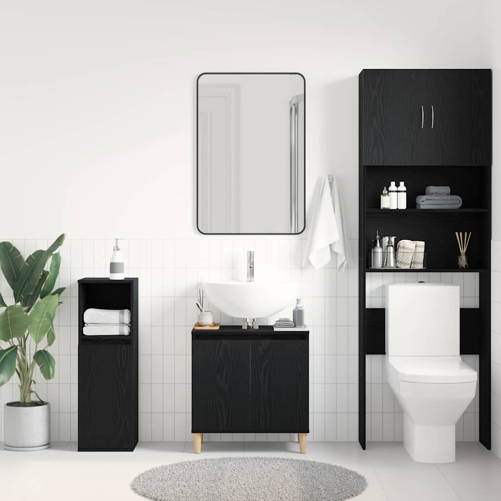 Badeværelsesskabsunder Sort eg 58 x 33 x 60 cm Konstrueret træ