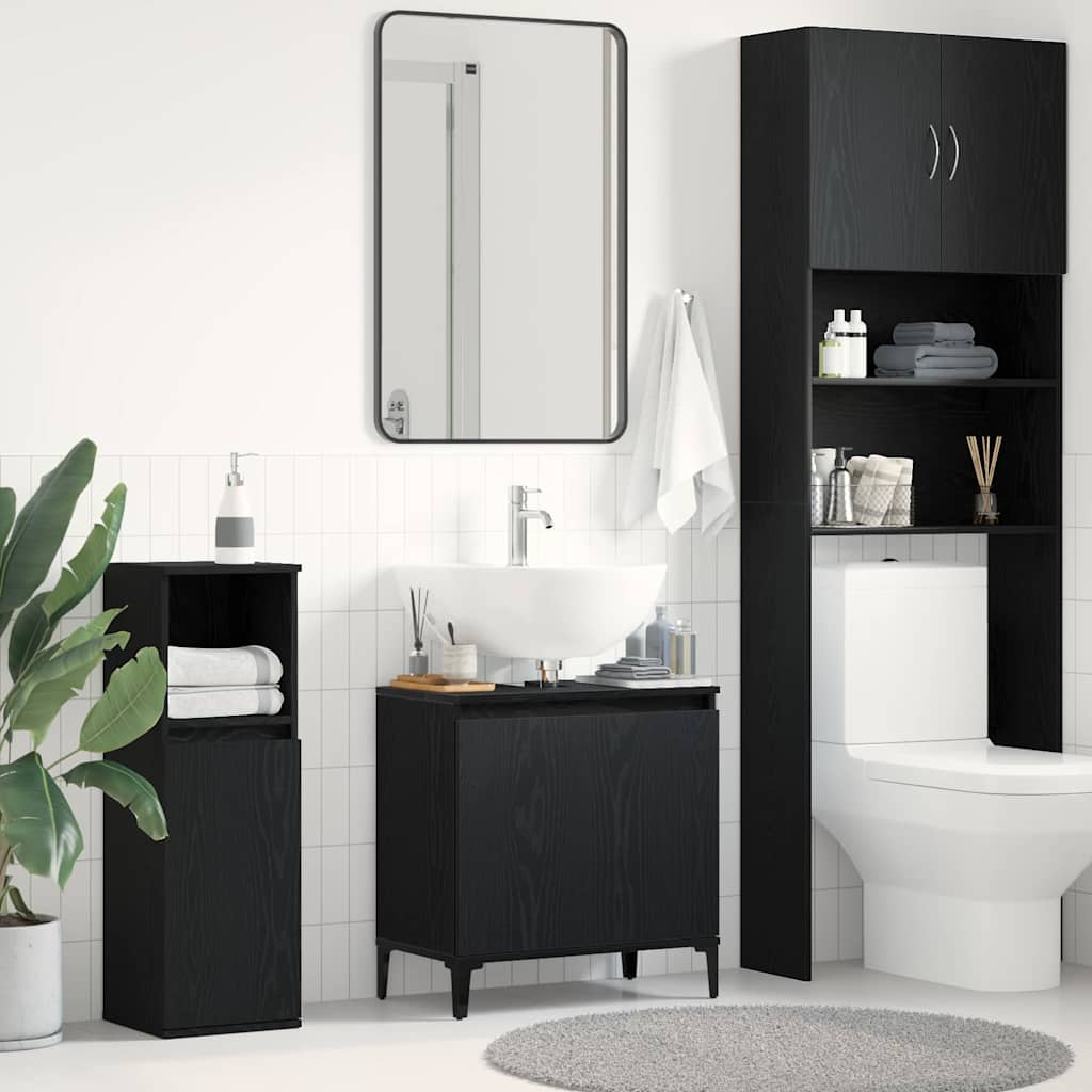 Badeværelsesskabsunder Sort eg 58 x 33 x 60 cm Konstrueret træ
