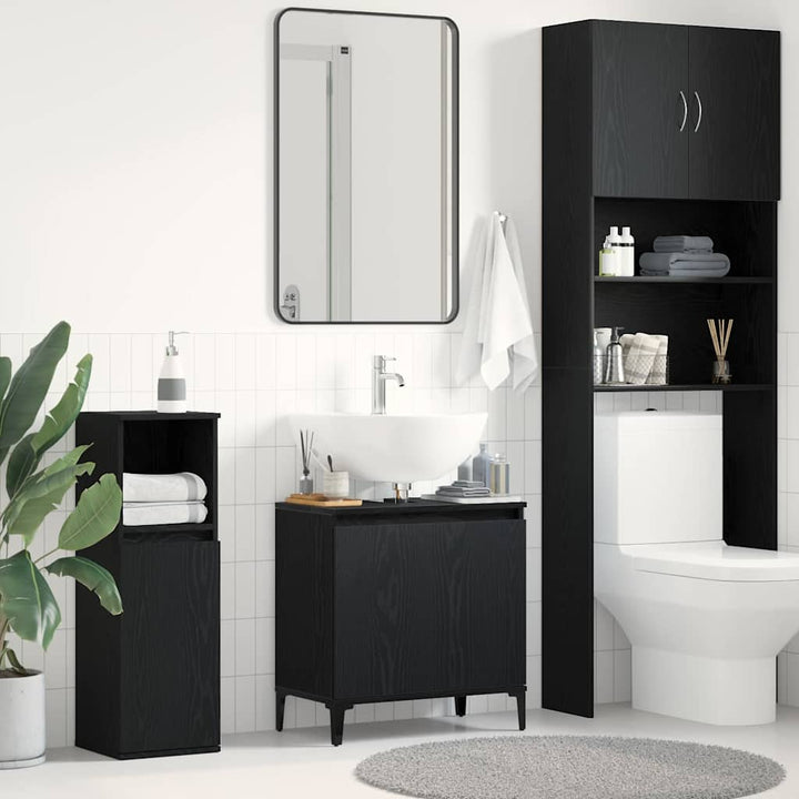 Badeværelsesskabsunder Sort eg 58 x 33 x 60 cm Konstrueret træ