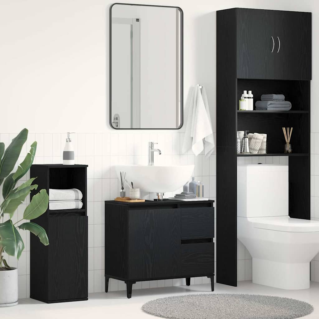 Badeværelsesskab Sort eg 65 x 33 x 60 cm Konstrueret træ