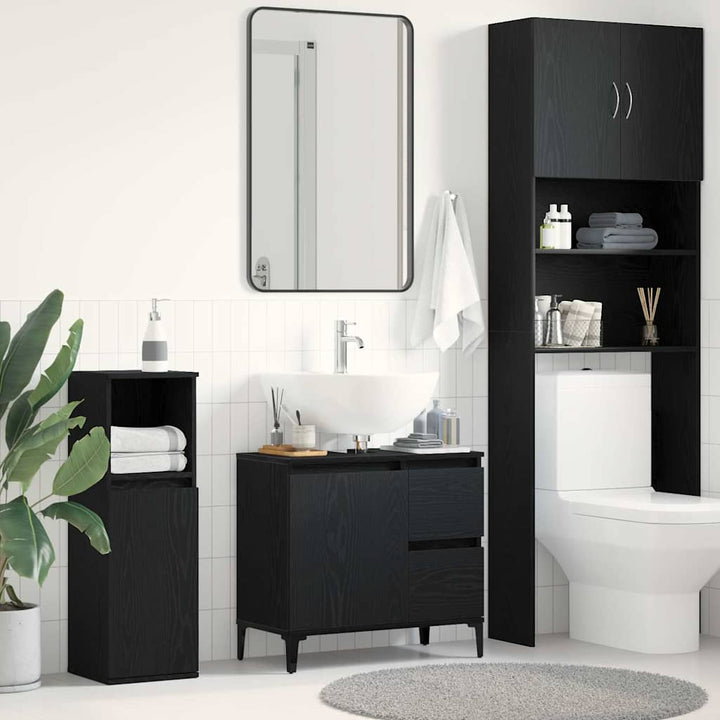 Badeværelsesskab Sort eg 65 x 33 x 60 cm Konstrueret træ