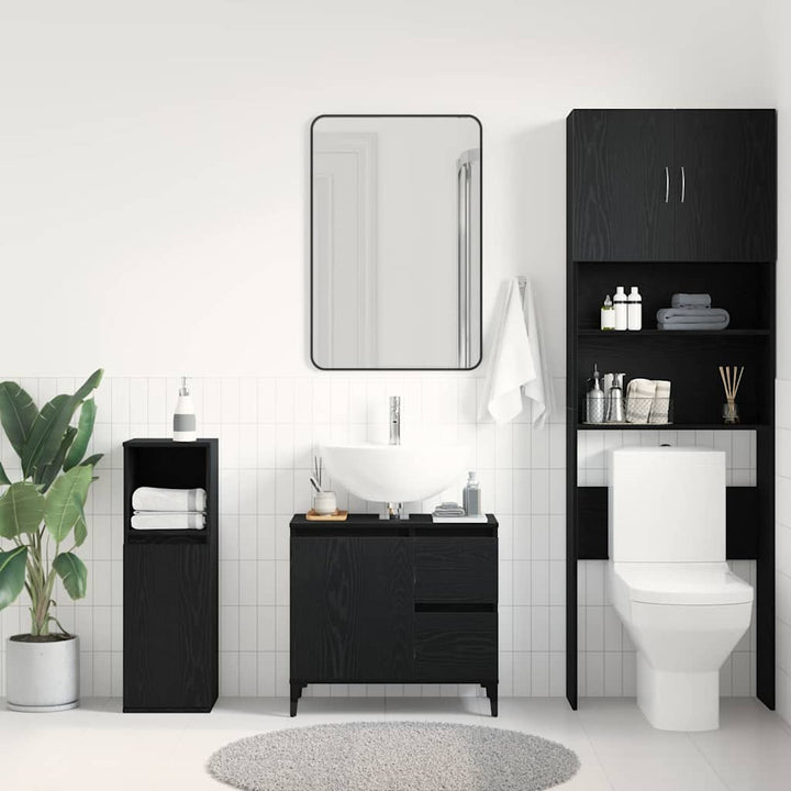 Badeværelsesskab Sort eg 65 x 33 x 60 cm Konstrueret træ