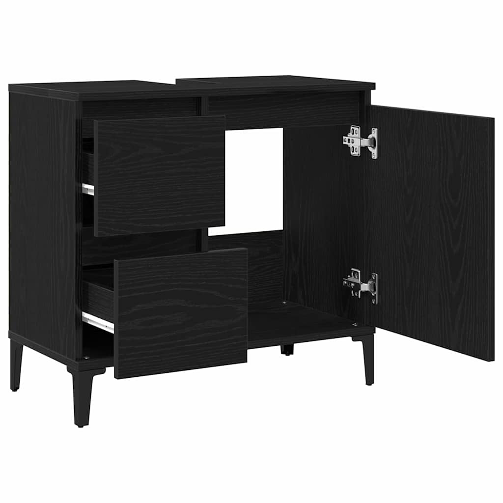 Badeværelsesskab Sort eg 65 x 33 x 60 cm Konstrueret træ