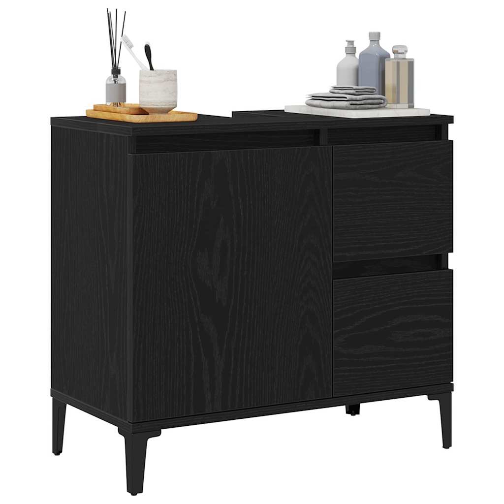 Badeværelsesskab Sort eg 65 x 33 x 60 cm Konstrueret træ