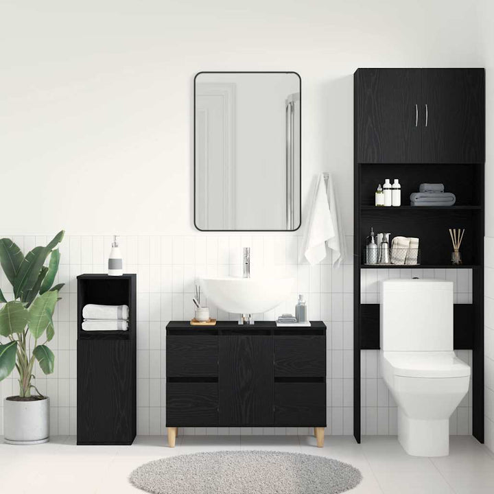 Badeværelsesskabsunder Sort eg 80 x 33 x 60 cm Konstrueret træ