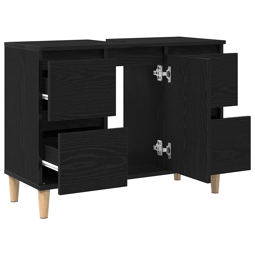 Badeværelsesskabsunder Sort eg 80 x 33 x 60 cm Konstrueret træ