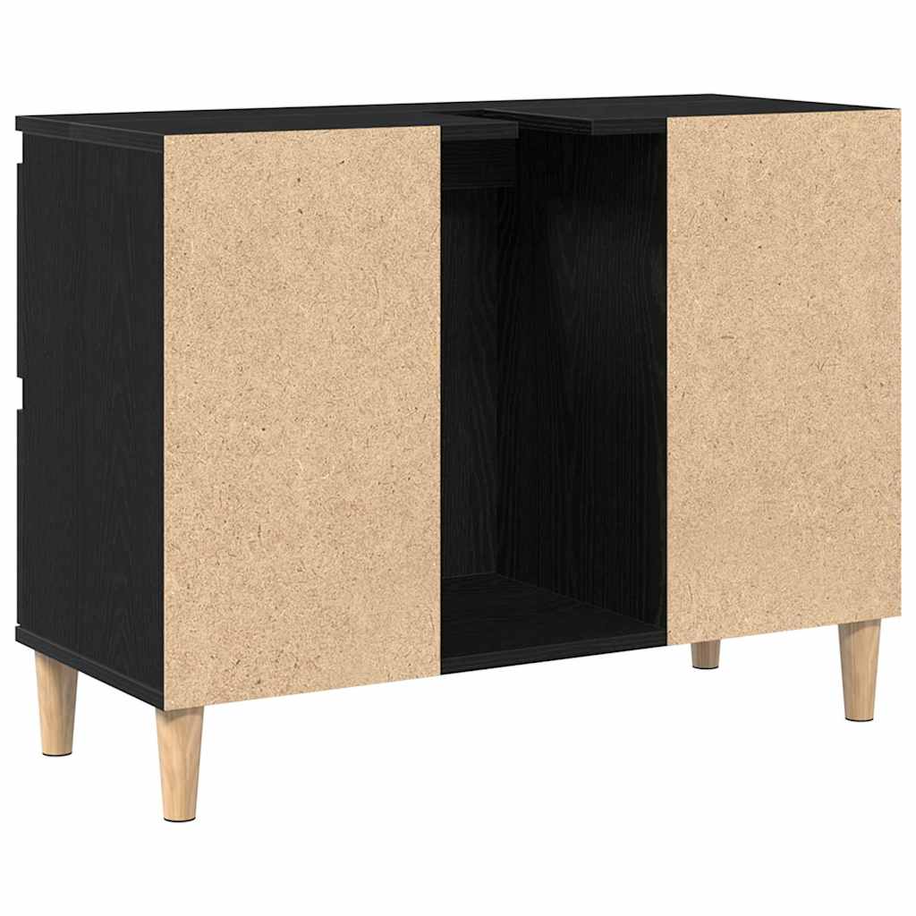 Badeværelsesskabsunder Sort eg 80 x 33 x 60 cm Konstrueret træ