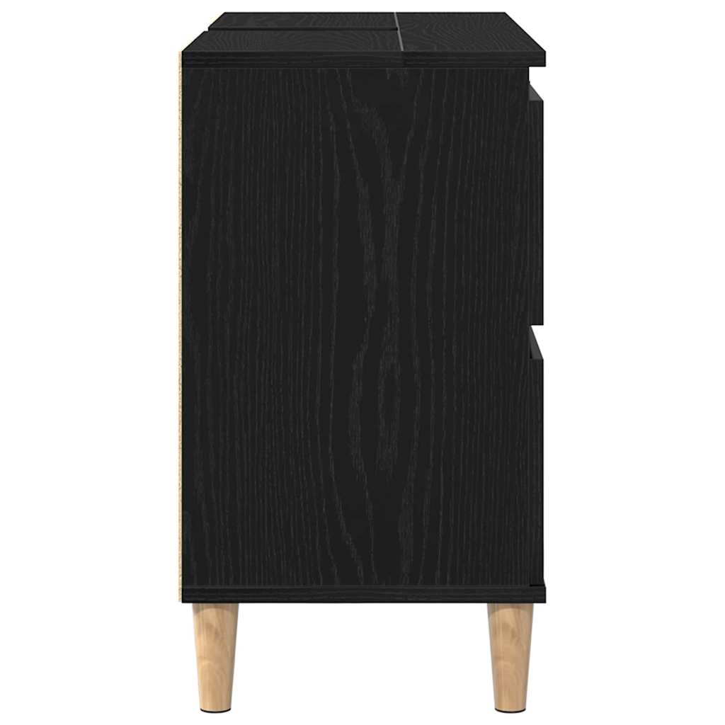 Badeværelsesskabsunder Sort eg 80 x 33 x 60 cm Konstrueret træ