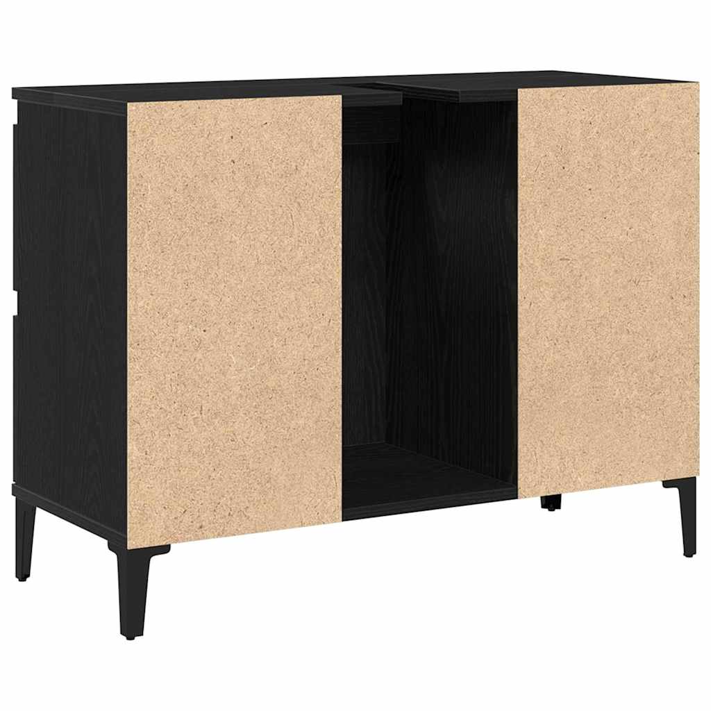 Badeværelsesskabsunder Sort eg 80 x 33 x 60 cm Konstrueret træ