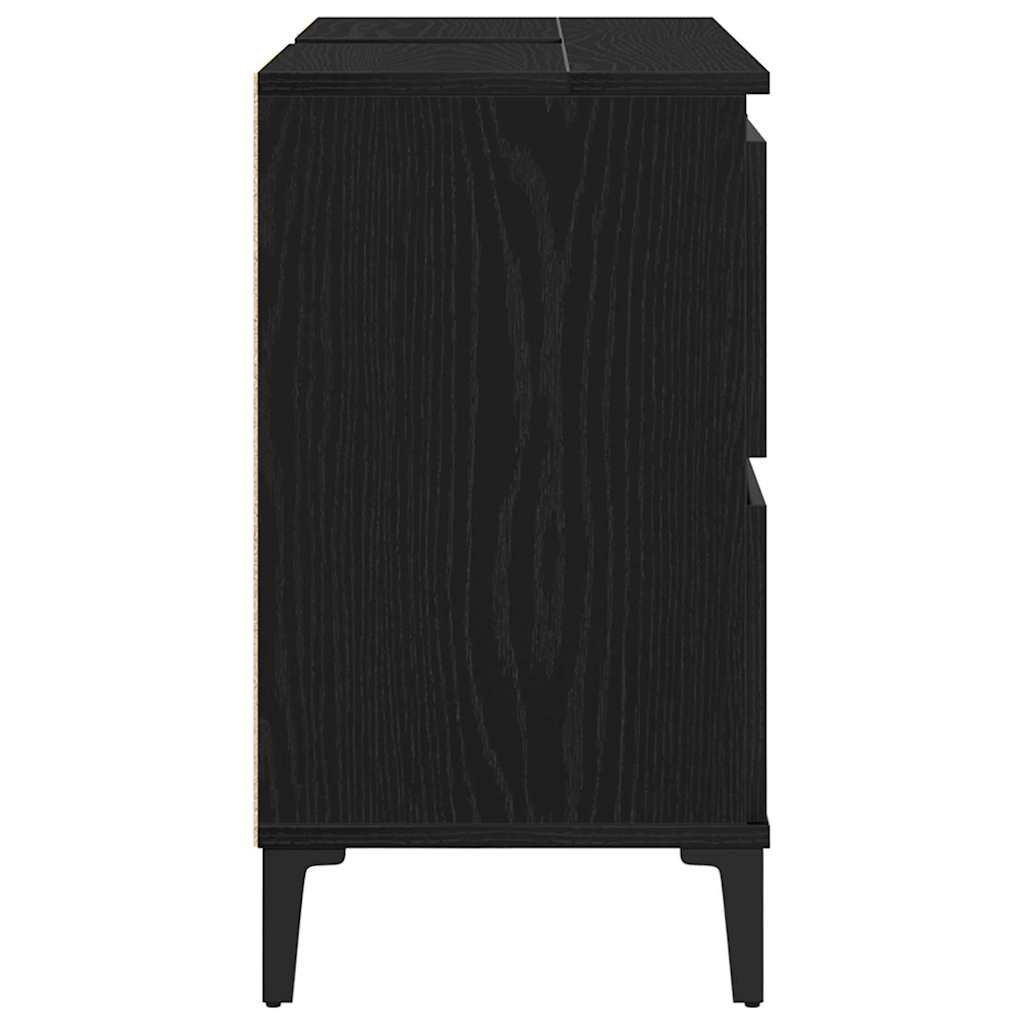 Badeværelsesskabsunder Sort eg 80 x 33 x 60 cm Konstrueret træ