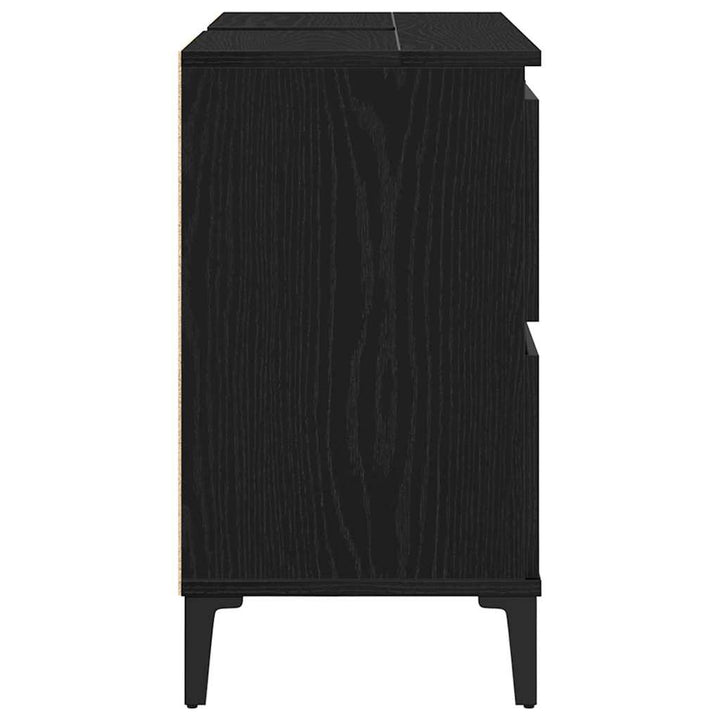 Badeværelsesskabsunder Sort eg 80 x 33 x 60 cm Konstrueret træ