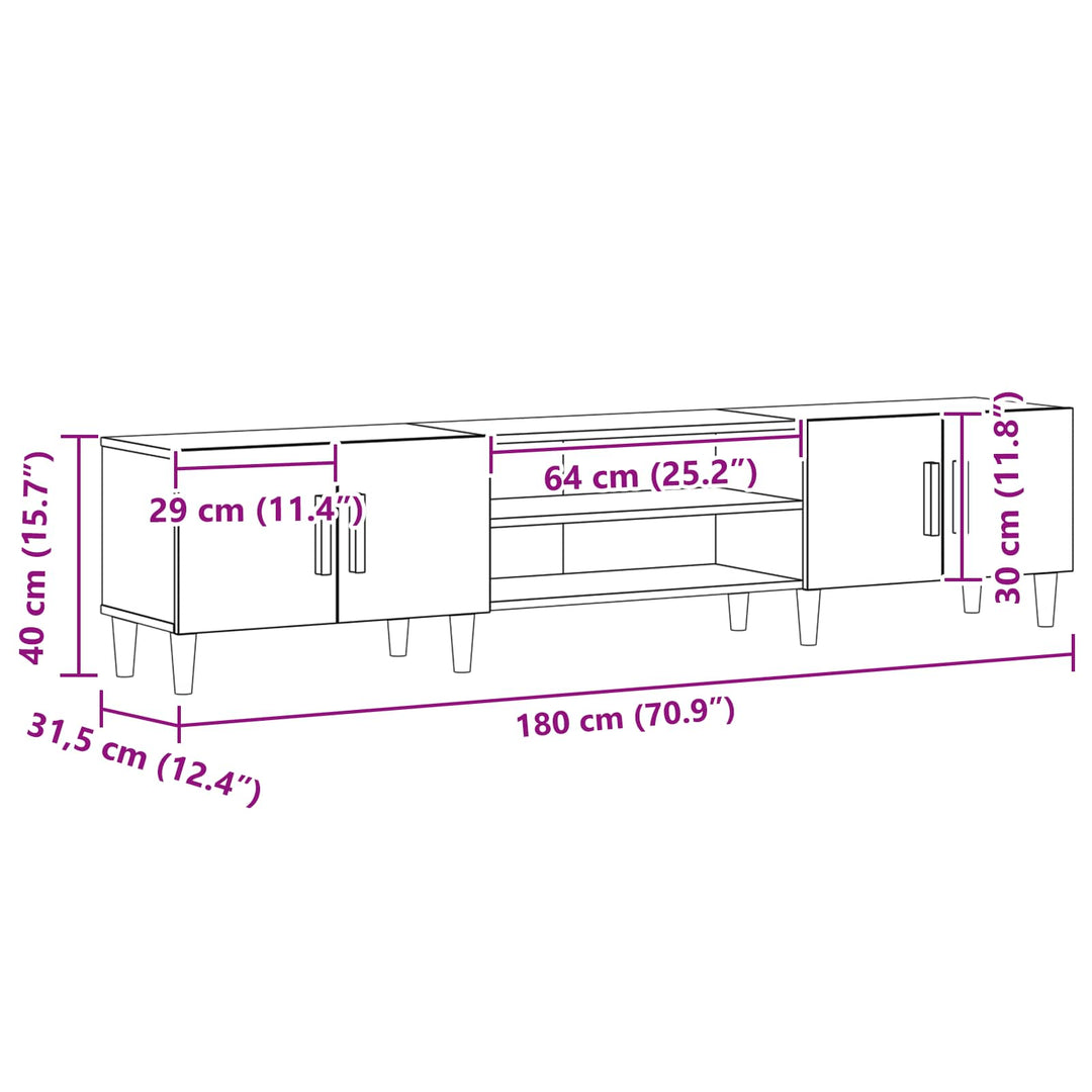TV-skab 180 x 31,5 x 40 cm Sort eg Konstrueret træ
