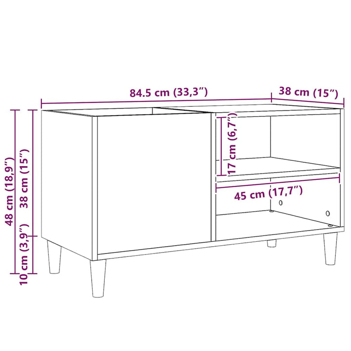 Pladeskab Sort eg 84,5 x 38 x 48 cm Konstrueret træ