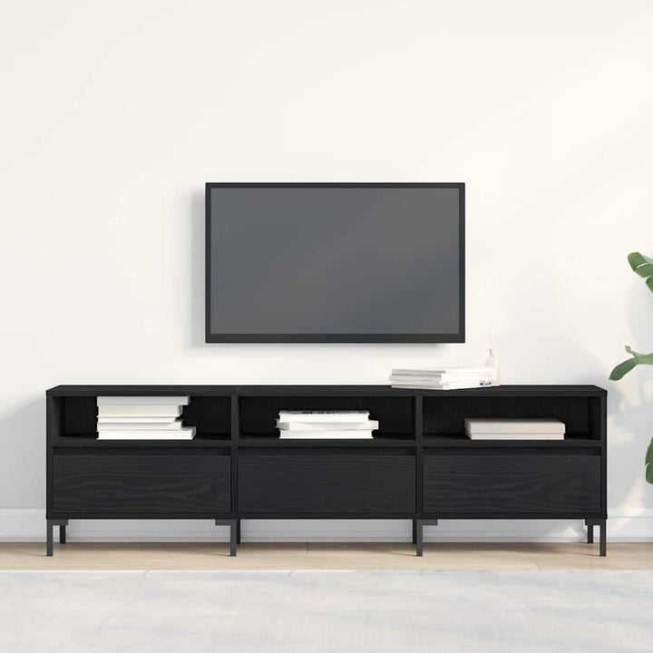 TV-skab med skuffe Sort eg 150 x 30 x 44,5 cm Konstrueret træ