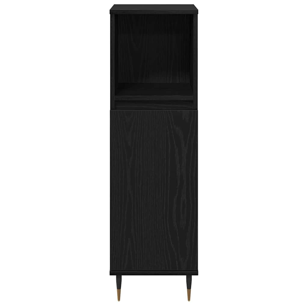 Badeværelsesskab Sort eg 30 x 30 x 100 cm Konstrueret træ