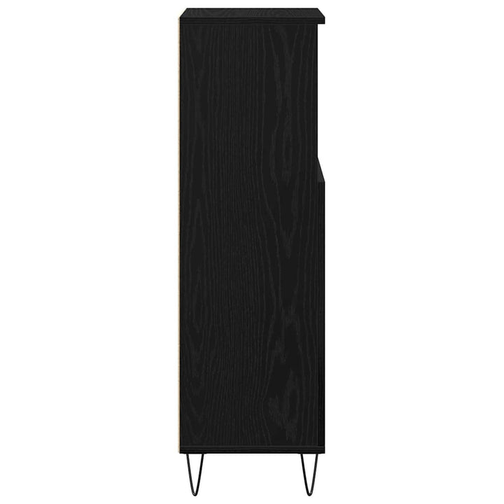 Badeværelsesskab Sort eg 30 x 30 x 100 cm Konstrueret træ