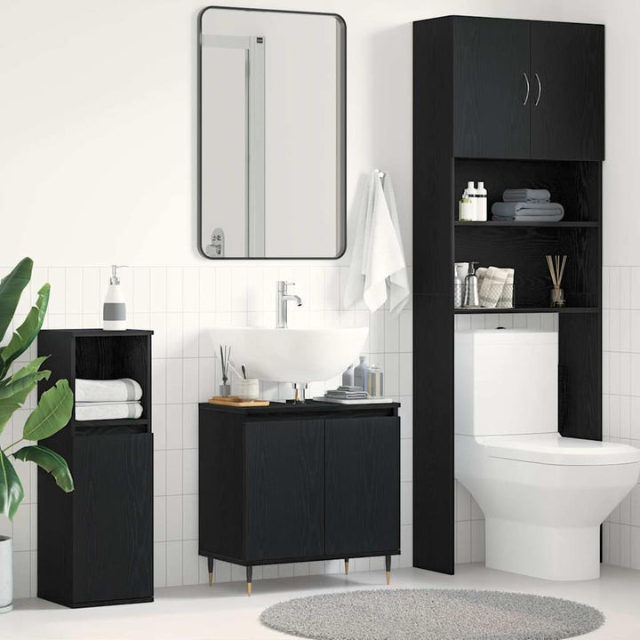 Badeværelsesskabsunder Sort eg 58 x 33 x 60 cm Konstrueret træ