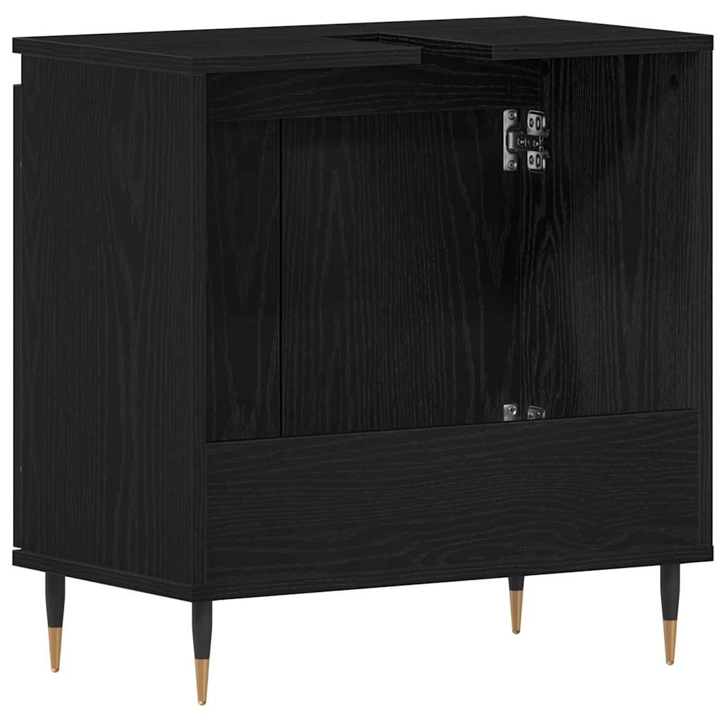 Badeværelsesskabsunder Sort eg 58 x 33 x 60 cm Konstrueret træ