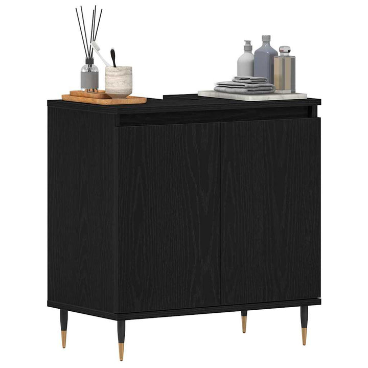 Badeværelsesskabsunder Sort eg 58 x 33 x 60 cm Konstrueret træ