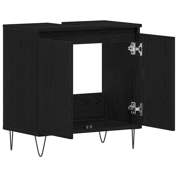 Badeværelsesskabsunder Sort eg 58 x 33 x 60 cm Konstrueret træ