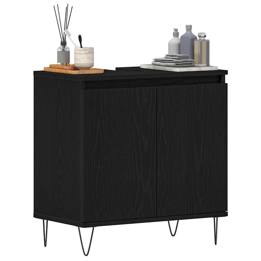 Badeværelsesskabsunder Sort eg 58 x 33 x 60 cm Konstrueret træ