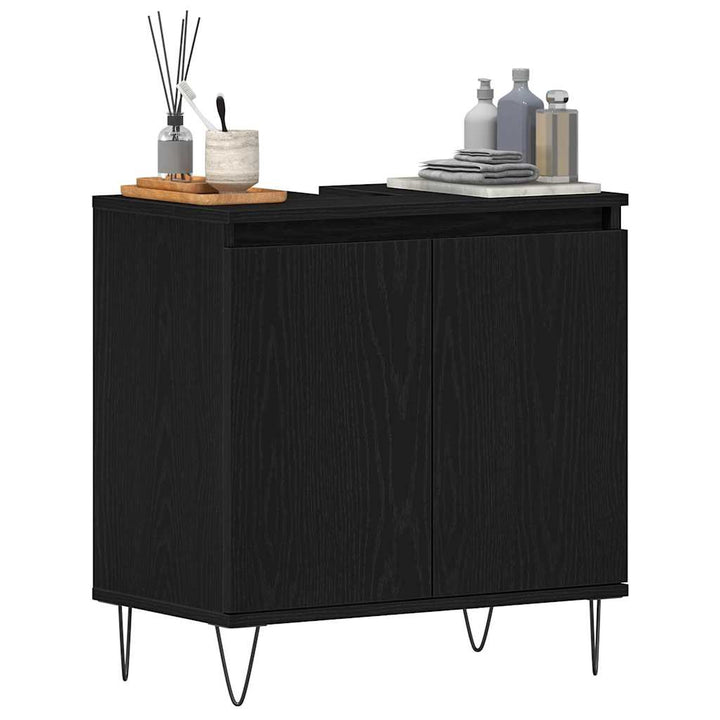 Badeværelsesskabsunder Sort eg 58 x 33 x 60 cm Konstrueret træ