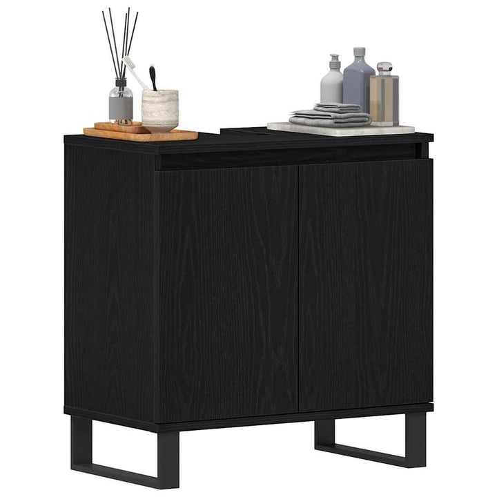 Badeværelsesskabsunder Sort eg 58 x 33 x 60 cm Konstrueret træ