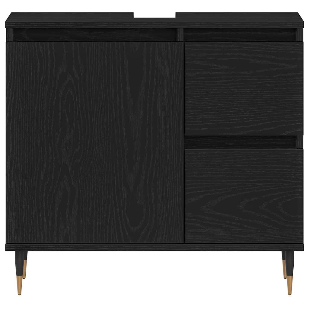 Badeværelsesskab Sort eg 65 x 33 x 60 cm Konstrueret træ