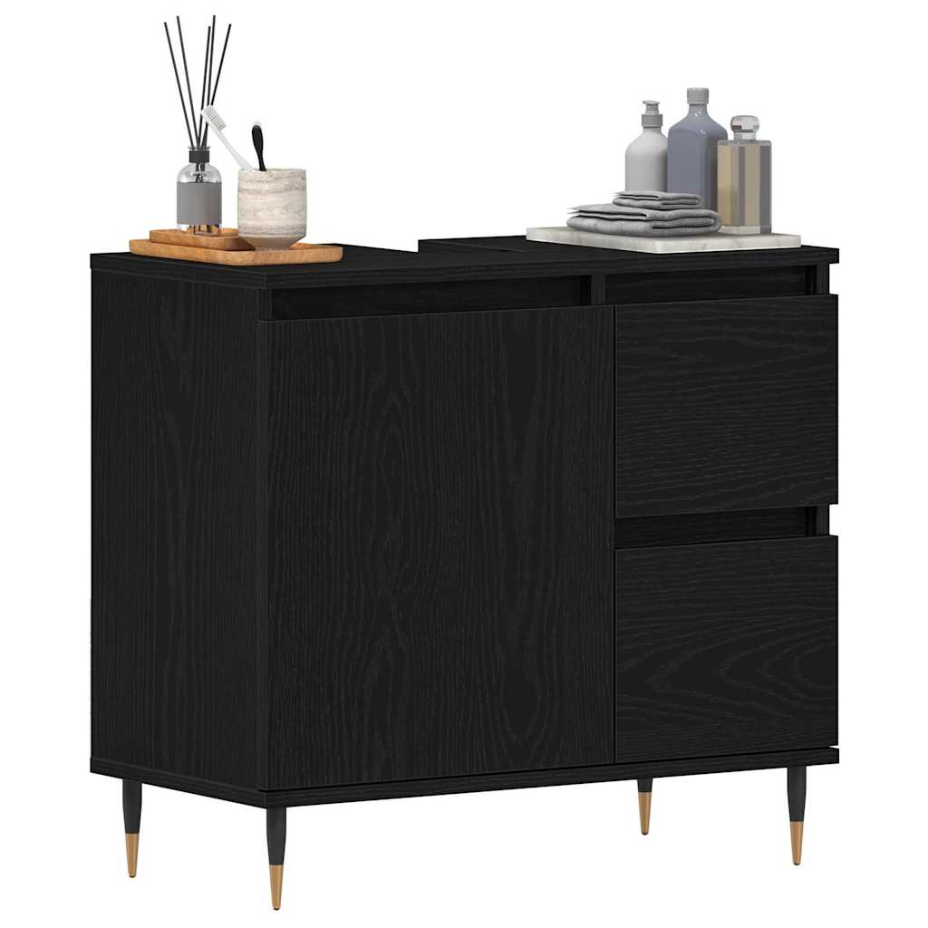 Badeværelsesskab Sort eg 65 x 33 x 60 cm Konstrueret træ