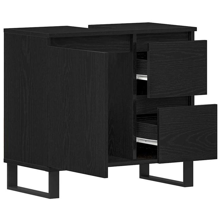 Badeværelsesskabsunder Sort eg 65 x 33 x 60 cm Konstrueret træ