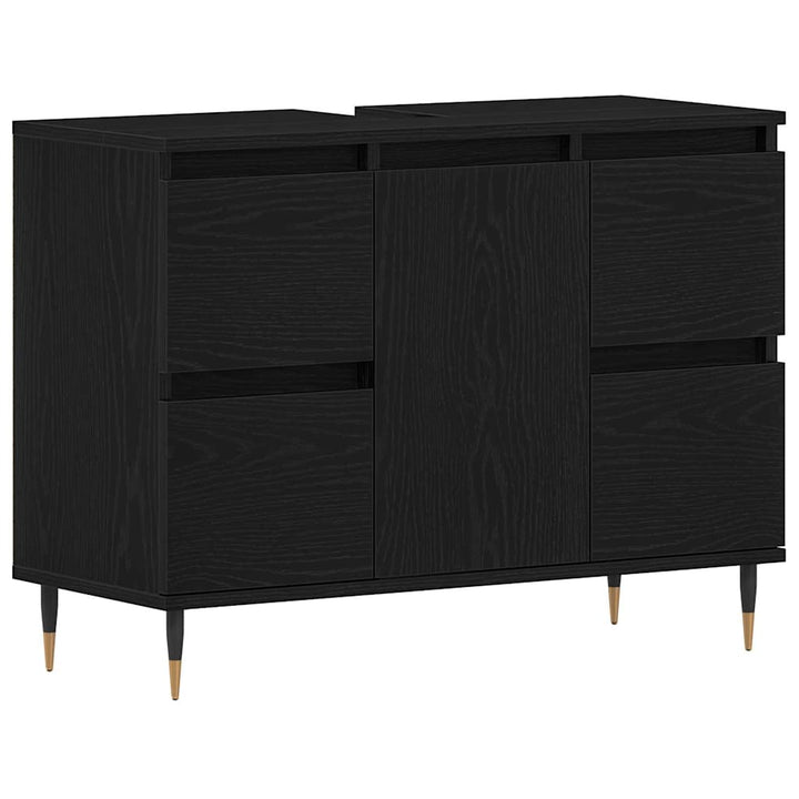 Badeværelsesskabsunder Sort eg 80 x 33 x 60 cm Konstrueret træ
