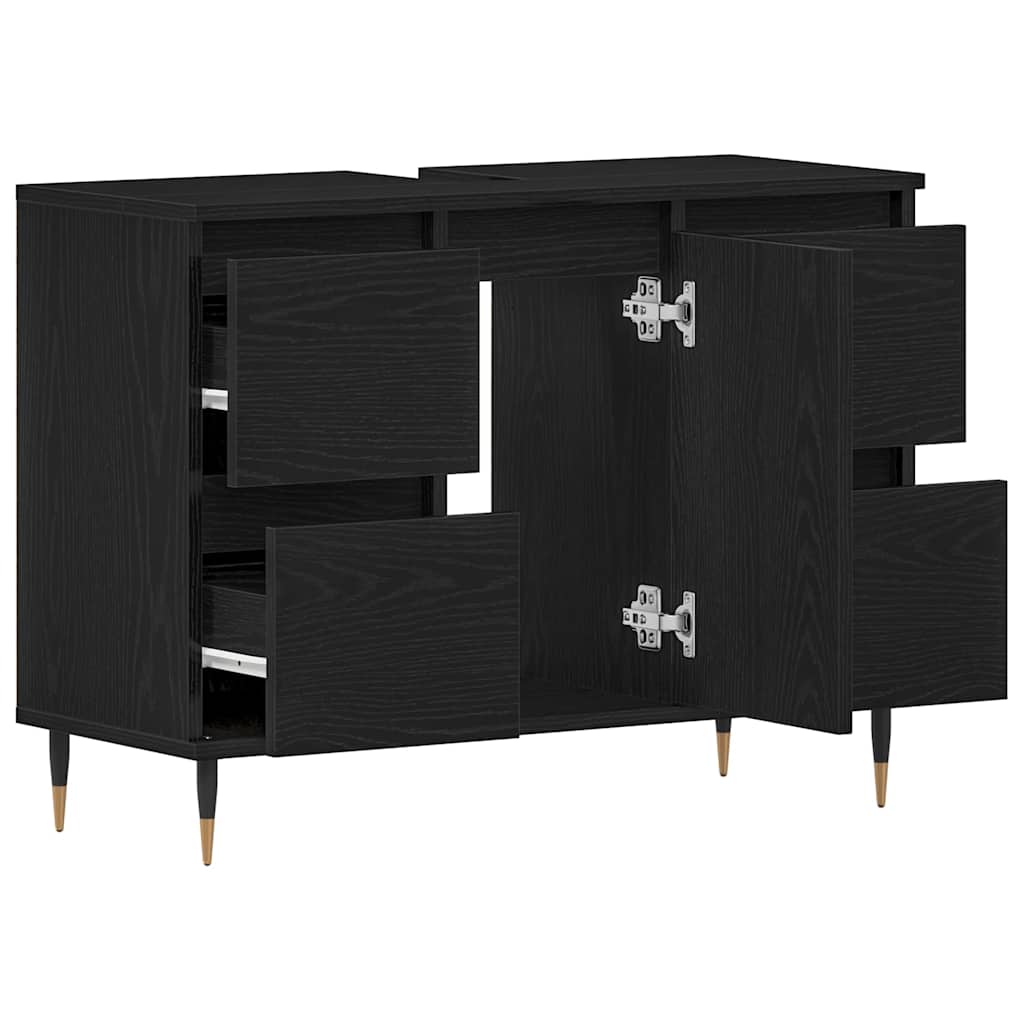Badeværelsesskabsunder Sort eg 80 x 33 x 60 cm Konstrueret træ