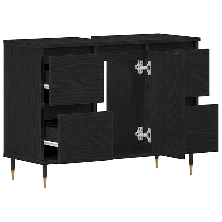 Badeværelsesskabsunder Sort eg 80 x 33 x 60 cm Konstrueret træ