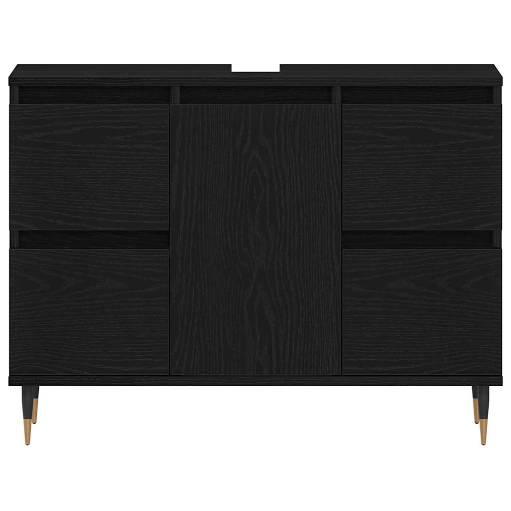 Badeværelsesskabsunder Sort eg 80 x 33 x 60 cm Konstrueret træ