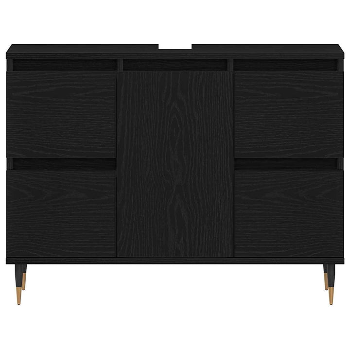 Badeværelsesskabsunder Sort eg 80 x 33 x 60 cm Konstrueret træ