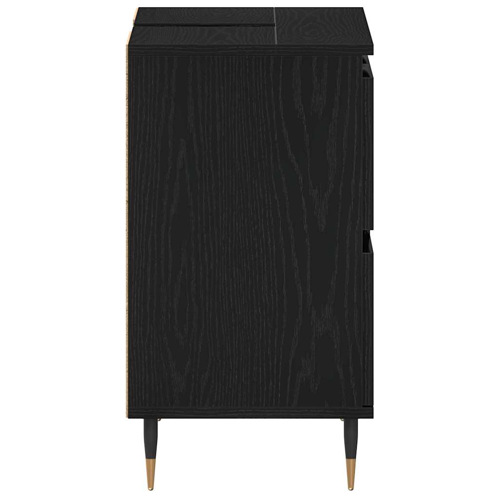 Badeværelsesskabsunder Sort eg 80 x 33 x 60 cm Konstrueret træ