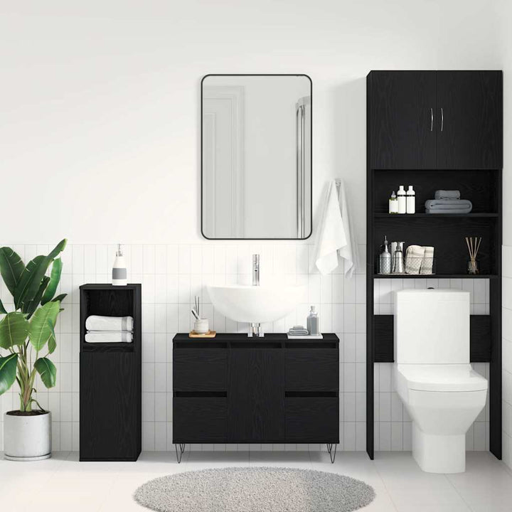 Badeværelsesskabsunder Sort eg 80 x 33 x 60 cm Konstrueret træ