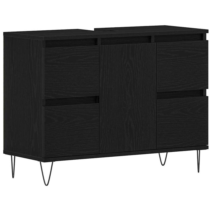 Badeværelsesskabsunder Sort eg 80 x 33 x 60 cm Konstrueret træ