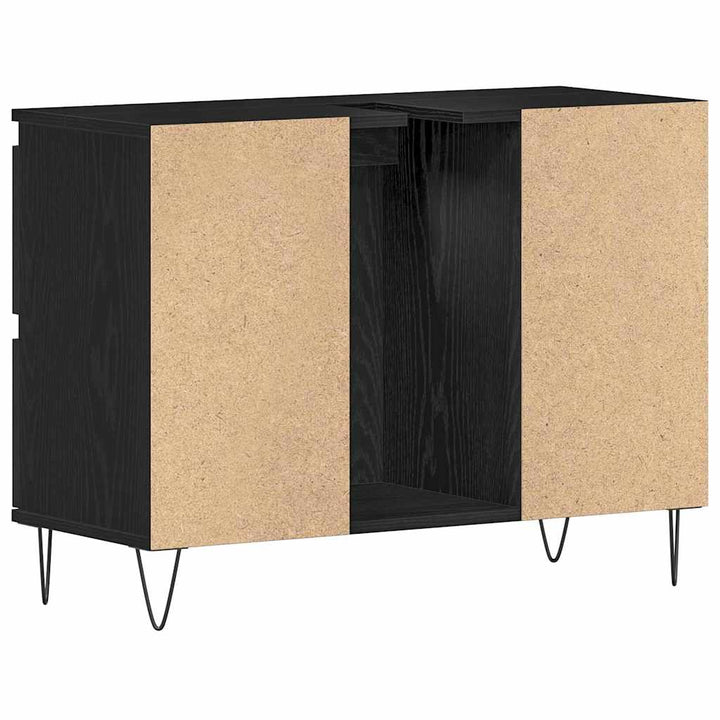 Badeværelsesskabsunder Sort eg 80 x 33 x 60 cm Konstrueret træ