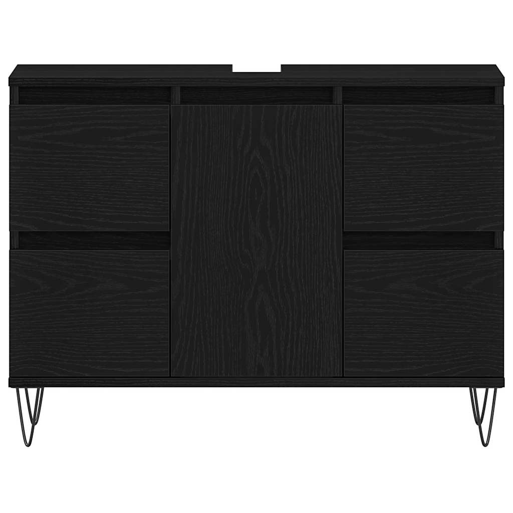 Badeværelsesskabsunder Sort eg 80 x 33 x 60 cm Konstrueret træ