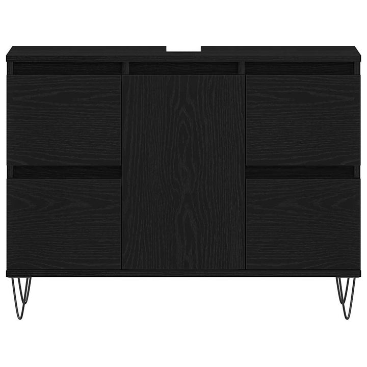 Badeværelsesskabsunder Sort eg 80 x 33 x 60 cm Konstrueret træ